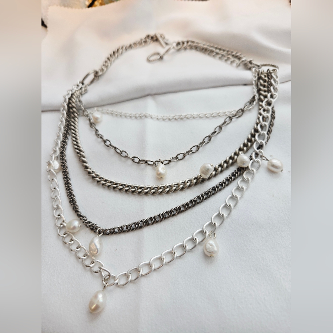 Stella & Dot Retired Multistrand 'Avery' Necklace With Freshwaterpearl Accents